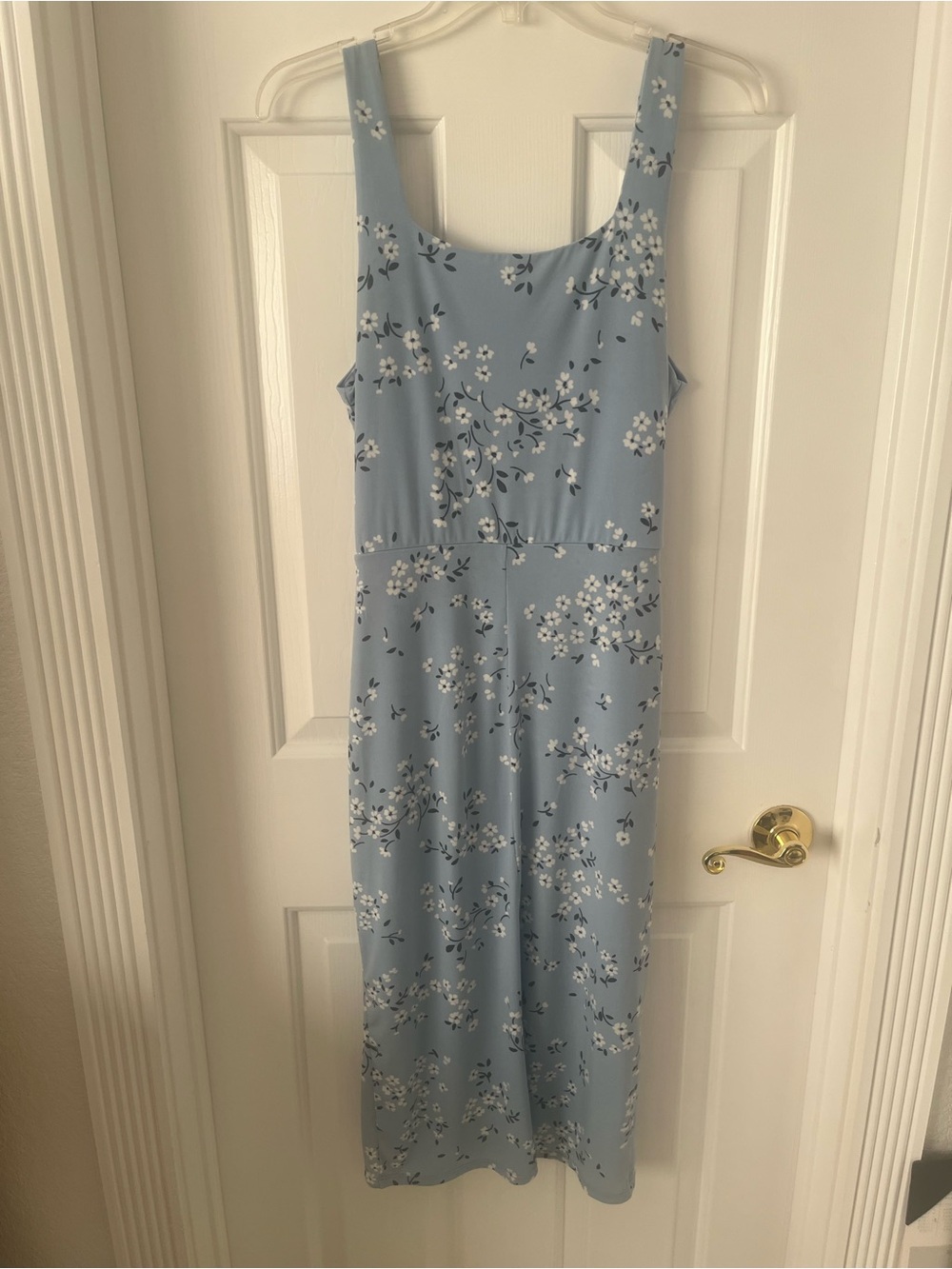 No Boundaries Sky Blue Floral Tank Midi Dress